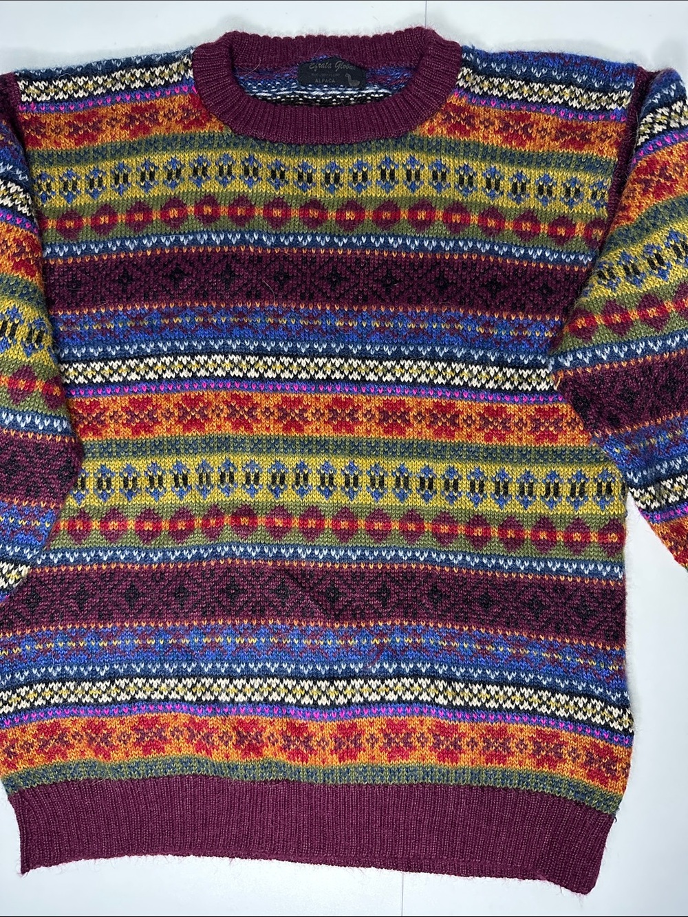 Efrata Global Colorful FairIsle Crewneck Sweater Alpaca Medium/Large